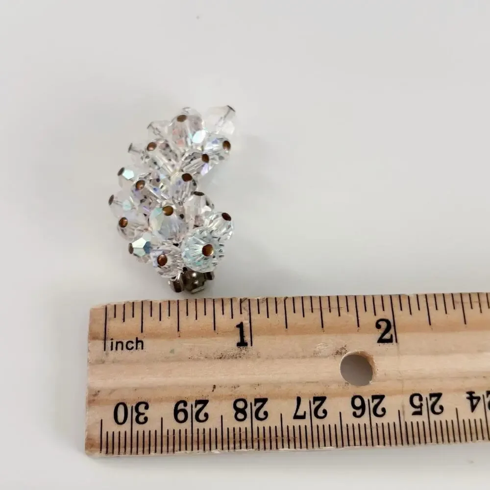Vintage AB Crystal Climber Clip On Earrings